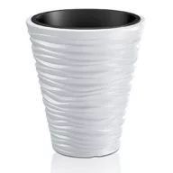   Műanyag virágcserép, Prosperplast Sand 350, fehér, átmérő: 34,5 cm, magasság: 38,5 cm, betéttel, 11 / 21 l, hullámmintás, kerek