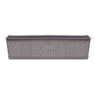   Rattan virágláda, Prosperplast Ratolla Case P 700, mokka, 68,5 x 17,3 cm, magasság: 15 cm, alátéttel, 13 l, rattan hatású