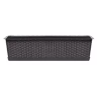   Rattan virágláda, Prosperplast Ratolla Case P 700, barna, 68,5 x 17,3 cm, magasság: 15 cm, alátéttel, 13 l, rattan hatású