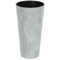   Műanyag virágcserép, Prosperplast Tubus Slim Beton, világosszürke, átmérő: 25 cm, magasság: 47,6 cm, betéttel, 7,5 / 15,5 l, betonhatású, kerek