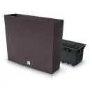 Rattan virágcserép, Prosperplast Rato Case, barna, 58 x 18 cm, magasság: 49,8 cm, betéttel, 12 / 44 l, rattan hatású, négyzetes