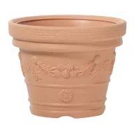   Műanyag virágcserép, Prosperplast Decora, terrakotta, átmérő: 39 cm, magasság: 31 cm, virág minta, 21 l, kerek
