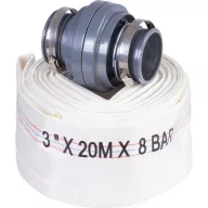   Nyomótömlő, Strend Pro Garden, fehér, B típus, 3", 20 m, bajonett csatlakozókkal, szivattyúkhoz, poliészter + gumírozott PVC belső, 0–80 °C-ig hőálló, maximum 8 bar
