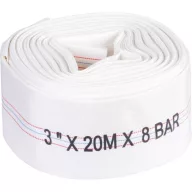   Nyomótömlő, Strend Pro Garden, fehér, B típus, 3", 20 m, vég nélkül, szivattyúkhoz, poliészter + gumírozott PVC belső, 0–80°C-ig hőálló, maximum 8 bar