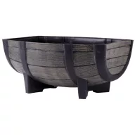   Műanyag virágláda, Strend Pro Garden Woodeff, barna, 41 x 29 cm, magasság: 19 cm, hordó formájú, 11 l, fahatású