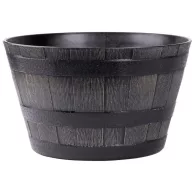   Műanyag virágcserép, Strend Pro Garden Woodeff, barna, átmérő: 39 cm, magasság: 23 cm, hordó formájú, 18,5 l, fahatású, kerek