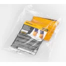 Hegesztő lábszárvédő, Strend Pro Industrial, sárga/fehér, 15 cm, 93% marhabőr, tépőzáras, 2. védelmi osztály, 1 pár (TC3134122)