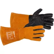   Hegesztőkesztyű, Strend Pro Industrial Fido, narancssárga/fekete, méret: 8/M, kecskebőr, pamut és gyapjú bélés, EN 388 és EN 407, 4 pár