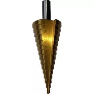   Lépcsős fémfúró, Strend Pro SD421, átmérő: 4–32 mm, HSS 4241 gyorsacél, titán-nitrid bevonat (TiN), egyenes, fémhez