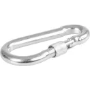 Karabiner, Strend Pro, ezüst, 10 mm, zárható, csavaros, kerek anyával, láncokhoz és kötelekhez, 10 db-os csomag (TC429604)