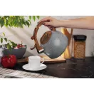 Teáskanna, MagicHome, 2500 ml, szürke, sípoló, rozsdamentes acél, fahatású fogantyú, indukciós kompatibilis