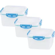   Tárolódoboz szett, MagicHome YH309, átlátszó, 3 db, 1200 ml, 170 × 170 × 126 mm, négyzet alakú, klipszes, műanyag, mikrózható, mosogatógépben mosható