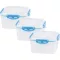 Tárolódoboz szett, MagicHome YH309, átlátszó, 3 db, 1200 ml, 170 × 170 × 126 mm, négyzet alakú, klipszes, műanyag, mikrózható, mosogatógépben mosható