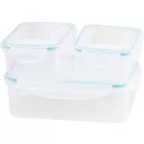 Tárolódoboz szett, MagicHome, átlátszó, 3 db, 1500/500/500 ml, téglalap alakú, termotáskával, műanyag, mikrózható, mosogatógépben mosható