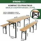 Strend Pro Dortmund Standard3 sörpad szett, 175 x 45 x 75 cm, barna, összecsukható fém lábakkal, lakkozott fa felülettel, kültéri használatra