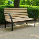 Strend Pro Everild kerti pad, 125 x 55 x 75 cm, barna, fémvázas fa kialakítás, könyöktámasszal, kültéri használatra