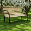 Strend Pro Everild kerti pad, 125 x 55 x 75 cm, barna, fémvázas fa kialakítás, könyöktámasszal, kültéri használatra