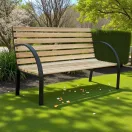 Strend Pro Everild kerti pad, 125 x 55 x 75 cm, barna, fémvázas fa kialakítás, könyöktámasszal, kültéri használatra