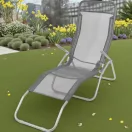 Strend Pro Jamaica napozóágy, 140 x 60 x 95 cm, szürke, összecsukható fémvázas kialakítás, állítható pozícióval, légáteresztő hálós fekvőfelülettel