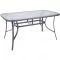 Asztal, ST Leisure Equipment, GREGORY, 140×80×72 cm, szürke, 6 személyes, téglalap alakú, fémvázas, 5 mm üveglappal, napernyőnyílással