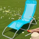 Strend Pro Jamaica napozóágy, 140 x 60 x 95 cm, kék, összecsukható fémvázas kialakítás, állítható pozícióval, légáteresztő hálós fekvőfelülettel