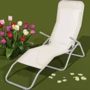 Strend Pro Jamaica napozóágy, 140 x 60 x 95 cm, bézs, összecsukható fémvázas kialakítás, állítható pozícióval, légáteresztő hálós fekvőfelülettel