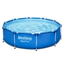 Csővázas medence, Bestway Steel Pro 305 x 76 cm, kerek, papírszűrős szűrővel, DuraPlus falazat, korrózióálló fémkeret, leeresztő szeleppel, 4678 l (56679)