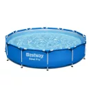 Csővázas medence, Bestway Steel Pro 366 x 76 cm, kerek, papírszűrős szűrővel, DuraPlus falazat, korrózióálló fémkeret, leeresztő szeleppel, 6473 l (56681)