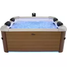 Jakuzzi, MSpa Frame Amber Aero PLUS, 6 személyes, 1150 l, 180 × 180 × 65 cm, duál masszázsrendszer, LED világítás, UVC fertőtlenítés, fa hatású burkolat