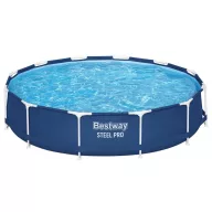   Fémvázas medence, Bestway Steel Pro, sötétkék, kerek, átmérő: 366 cm, magasság: 76 cm, 6473 l, szűrő nélkül (56706)