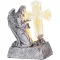 Napelemes sírdísz, MagicHome Vianoce, angyal galambbal a keresztnél, 12 x 8 x 16,5 cm, polirezin, 1 db LED, melegfehér