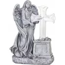 Napelemes sírdísz, MagicHome Vianoce, angyal kereszttel, 16 x 10 x 23 cm, polirezin, 1 db LED, melegfehér