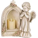 Sírdísz, MagicHome Vianoce, imádkozó angyal gyertyával, 19,5 x 11,5 x 26 cm, polirezin, 1 db LED, melegfehér, elemes (1 x CR2032)
