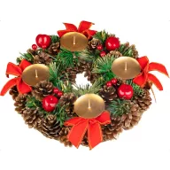 MagicHome karácsonyi koszorú, adventi, piros, 25 cm