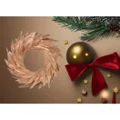 MagicHome karácsonyi koszorú, arany, pelyhes, felfüggeszthető, 35 cm