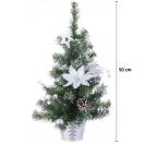  MagicHome műfenyő, feldíszített, ezüst, virág, 50 cm