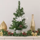  MagicHome műfenyő, feldíszített, ezüst, virág, 50 cm