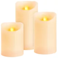   LED gyertya szett, MagicHome Vianoce, 3 db, melegfehér fény, valódi viasz, mozgó láng, időzítő (6/18 óra), távirányítós, elemes (3x AAA), IP20