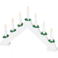  karácsonyi dekoráció, gyertyatartó, 7 db melegfehér LED, 2 db AA elemmel működő, 39 x 4, 5 x 29 cm, fehér, beltéri (TC8091211A)