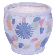   Kerámia virágcserép, MagicHome, szürke, mozaikkal díszített, átmérő: 27,5 cm, magasság: 25 cm, kézzel kirakott minták, kerek