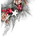 MagicHome karácsonyi koszorú, natúr, fenyőágakkal és csillagokkal, 39 cm