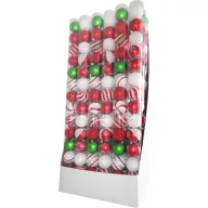  MagicHome karácsonyi gömbök, 14 db, piros-fehér, díszített, karácsonyfára, 8 cm