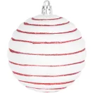 MagicHome karácsonyi gömbök, 14 db, piros-fehér, díszített, karácsonyfára, 8 cm