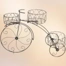 Kerti dekoráció, Strend Pro Garden, kerékpár 3 cseréptartóval, bronz, 60 x 21 x 42 cm, fém, egyben virágtartó is (TC8091580)