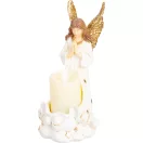 Sírdísz, MagicHome, angyal gyertyával, 10,5 x 14 x 20 cm, polirezin, 1 db LED, melegfehér, elemes (1 x CR2032)