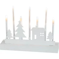  karácsonyi dekoráció, gyertyatartó, 8 db melegfehér LED, MDF, 2 db AA elemmel működő, 24 x 5, 5 x 18 cm, beltéri (TC8091778)