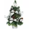 MagicHome műfenyő, díszített, ezüst, levelekkel, 40 cm