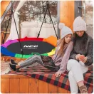 Fészekhinta, Neo-Sport Swingo XXL, fekete/színes, átmérő: 95 cm, vízálló, állítható kötélmagasság: 137-179 cm, acél váz, Oxford 600D poliészter, teherbírás: 150 kg, párnával, kerek