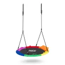 Fészekhinta, Neo-Sport Swingo XXL, fekete/színes, átmérő: 110 cm, vízálló, állítható kötélmagasság: 137-179 cm, acél váz, Oxford 600D poliészter, teherbírás: 150 kg, párnával, kerek