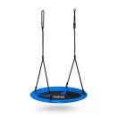 Fészekhinta, Neo-Sport Swingo, fekete/kék, átmérő: 115 cm, vízálló, állítható kötélmagasság: 137-179 cm, acél váz, párnázott, Oxford 600D poliészter, teherbírás: 150 kg, kerek